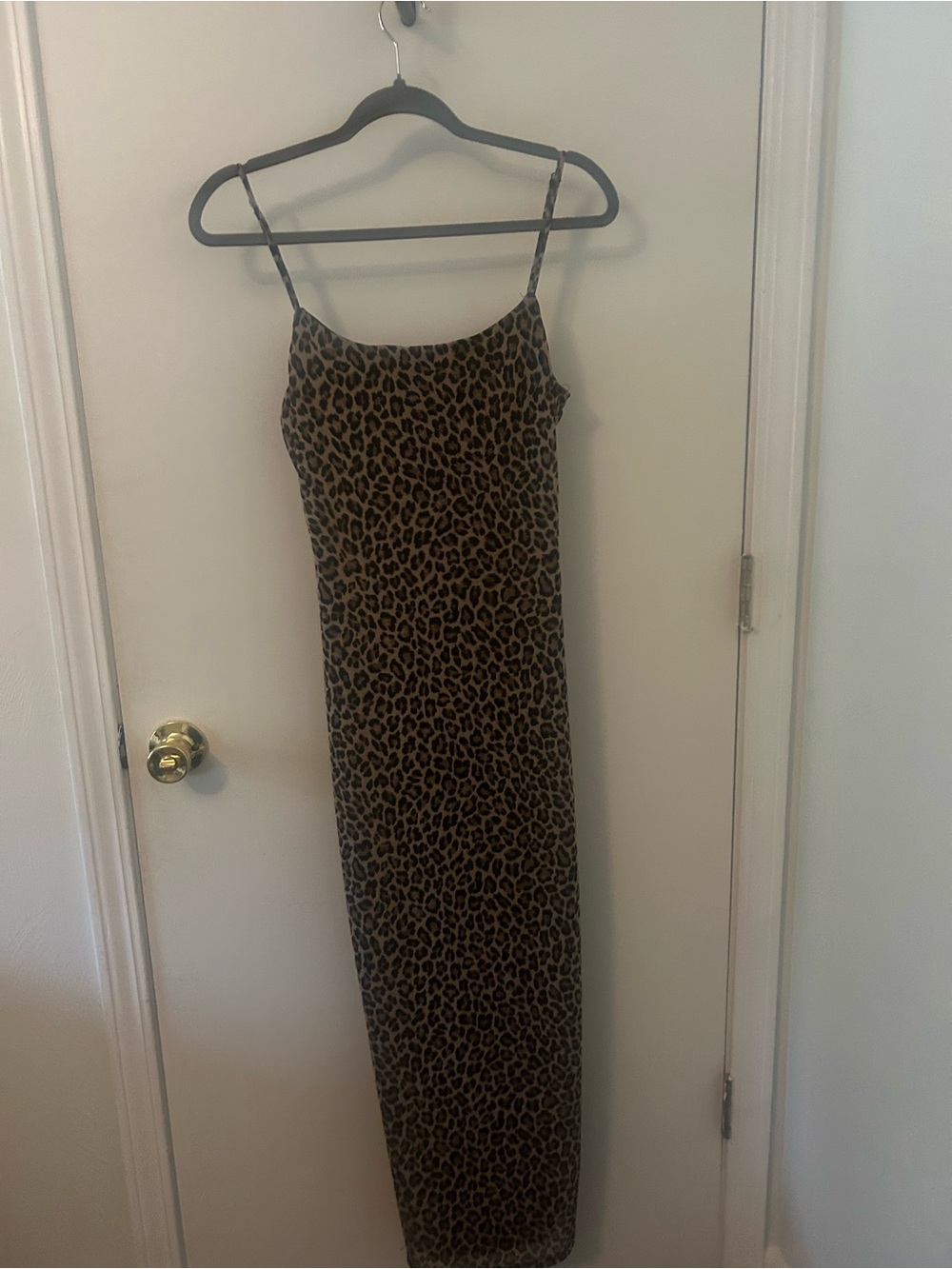 Leopard Print Slip Maxi Dress - Brown/Black